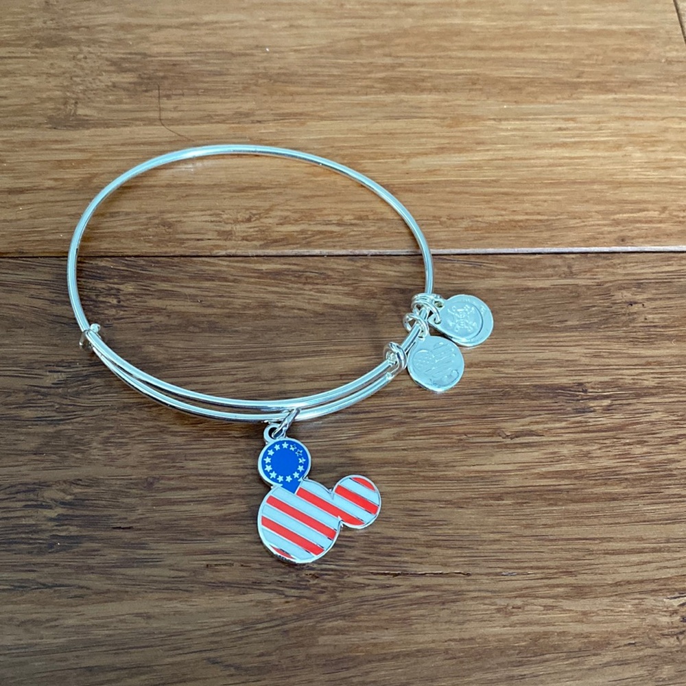 Alex and Ani Disney Parks Mickey Icon Flag Stars and Stripes Bangle Silver